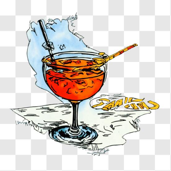 Erfrischendes Orangen-Cocktail-Getränk mit Strohhalm PNG online