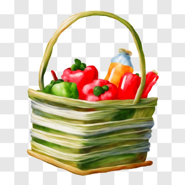 Download Colorful Basket of Fresh Fruits and Vegetables PNG Online ...