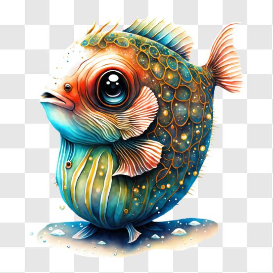 10 Fish Drawing (PNG Transparent)