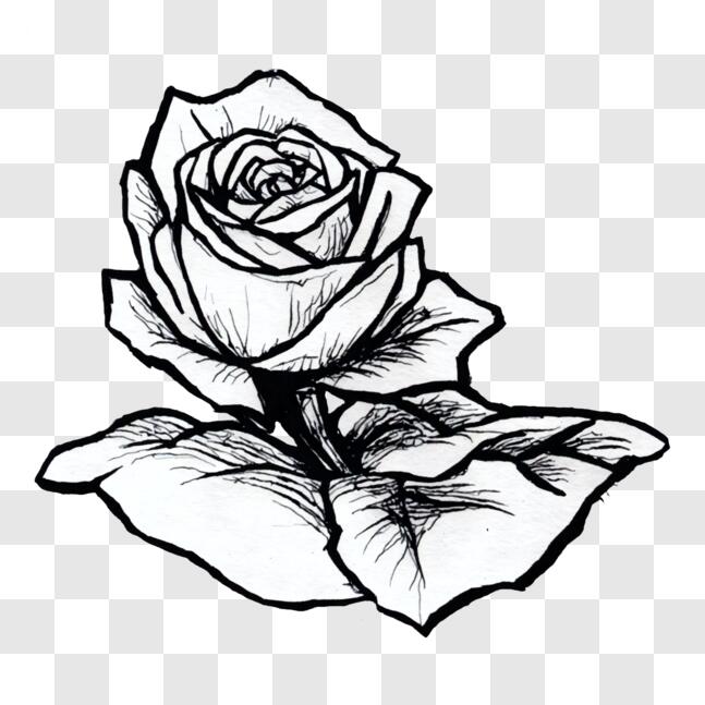 Download Abstract Black and White Rose Drawing PNG Online - Creative ...