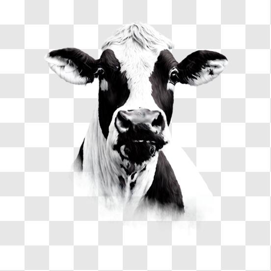 Download Black and White Cow Portrait PNG Online - Creative Fabrica