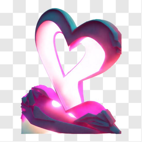 Download Heart-shaped Sculpture with Colorful Lights PNG Online
