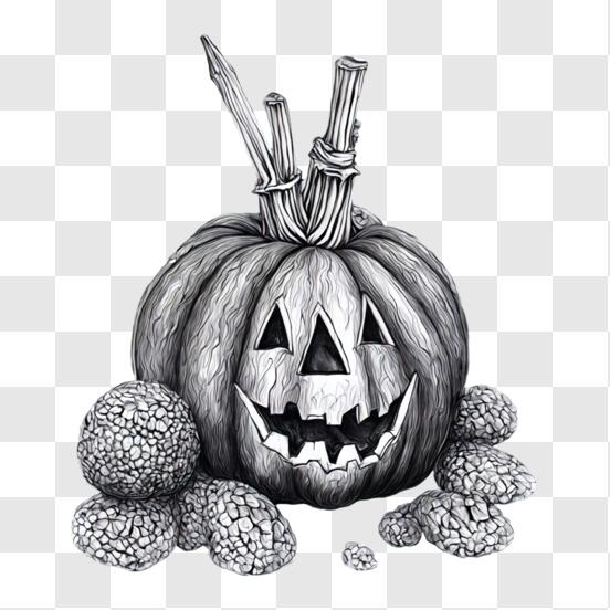 Scarica Disegno spaventoso di una zucca di Halloween con coltelli PNG  Online - Creative Fabrica