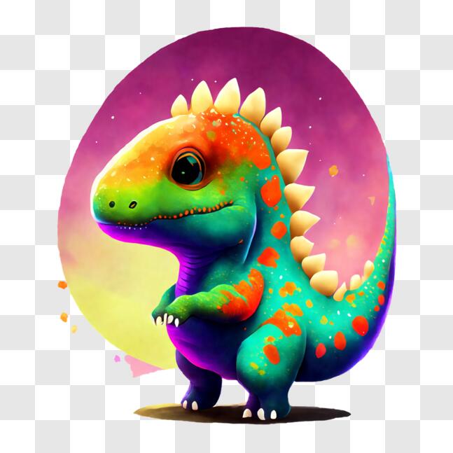 Baixe Dinossauro de desenho animado colorido PNG - Creative Fabrica