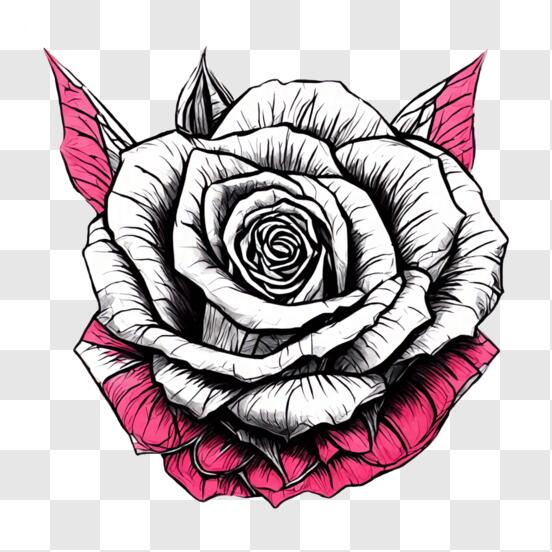 Baixe Desenho de Rosa Preto e Branco para Tatuagens e Projetos de Arte PNG  - Creative Fabrica