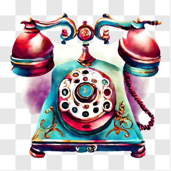 Descarga Decoración de teléfono antiguo y colorido PNG En Línea - Creative  Fabrica