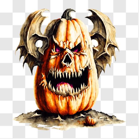 Página para colorir de halloween com abóbora fofa e morcego