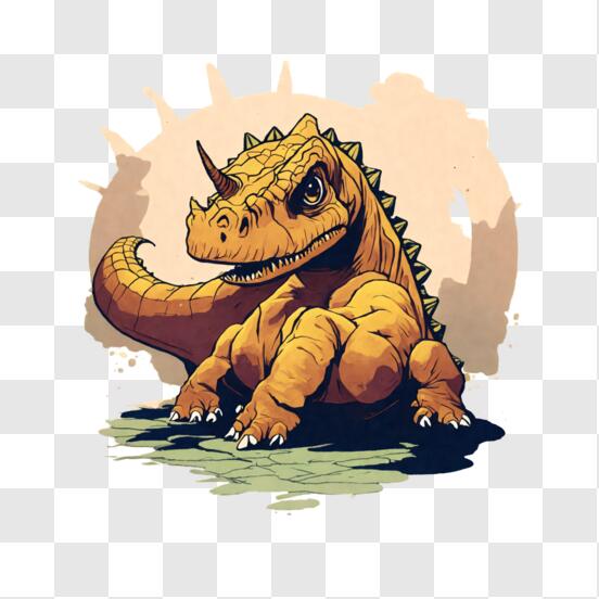 Dinosaur illustration in orange color. 18243901 PNG