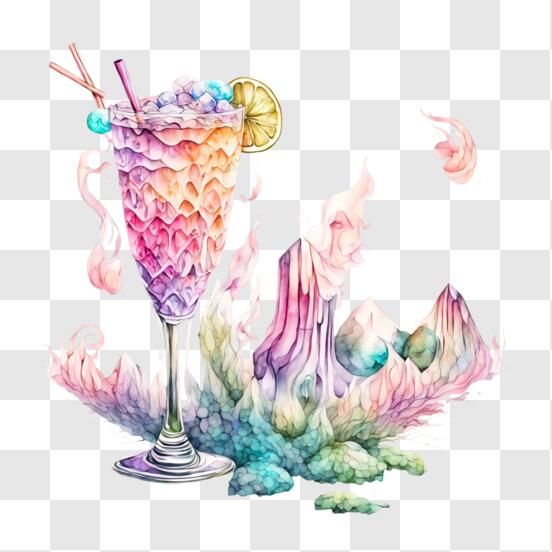 Pailles Cocktail Coloré En Verre Sur Un Fond Blanc Banque D'Images
