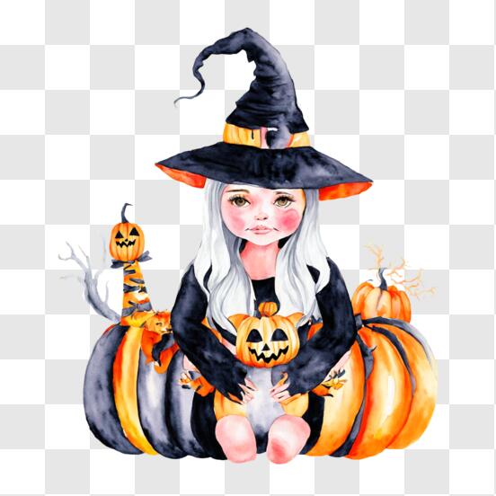 Scarica Carino Costume da Strega di Halloween con Zucche e Orsacchiotti PNG  Online - Creative Fabrica