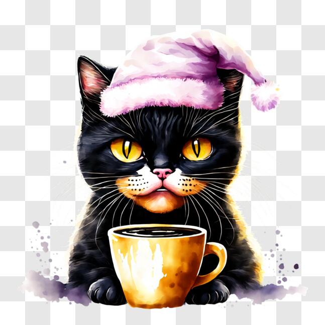 Taza de gato negro, tazas de café para mascotas, taza de gato floral, taza  de gato