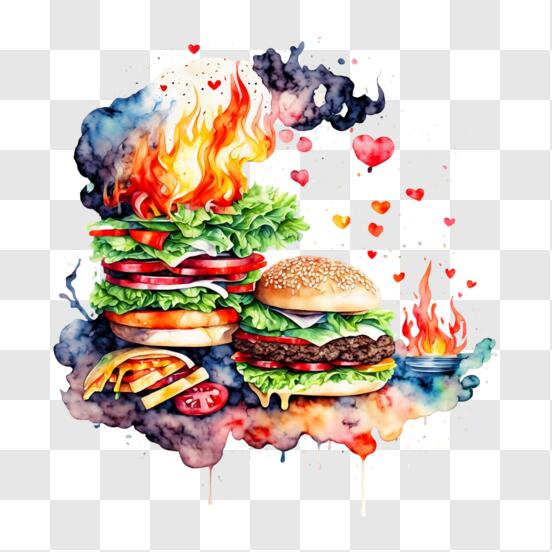 Descarga Obra de arte de hamburguesa colorida en papel vacío PNG En Línea -  Creative Fabrica