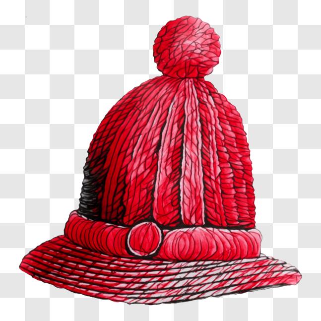 Download Red Knit Hat with Pom-Pom PNG Online - Creative Fabrica