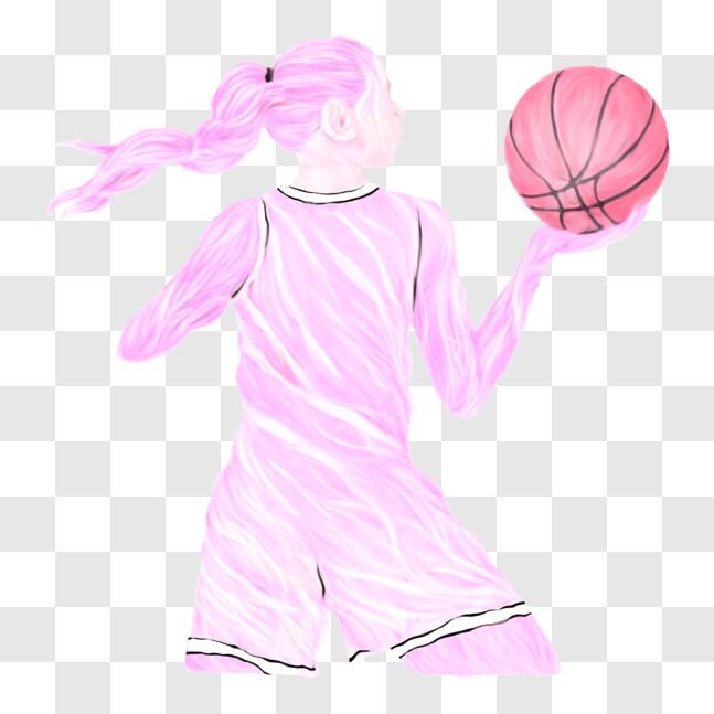 Download Female Basketball Player with Orange Ball PNGs Online