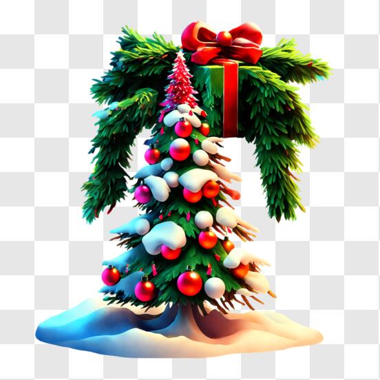 Festlicher Weihnachtsbaum mit Geschenken PNG online herunterladen