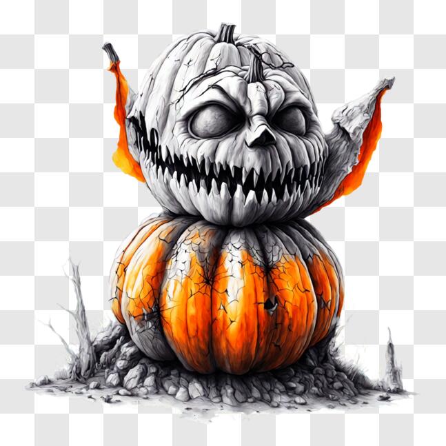 Download Halloween Pumpkin Decoration with Spooky Elements PNG Online ...