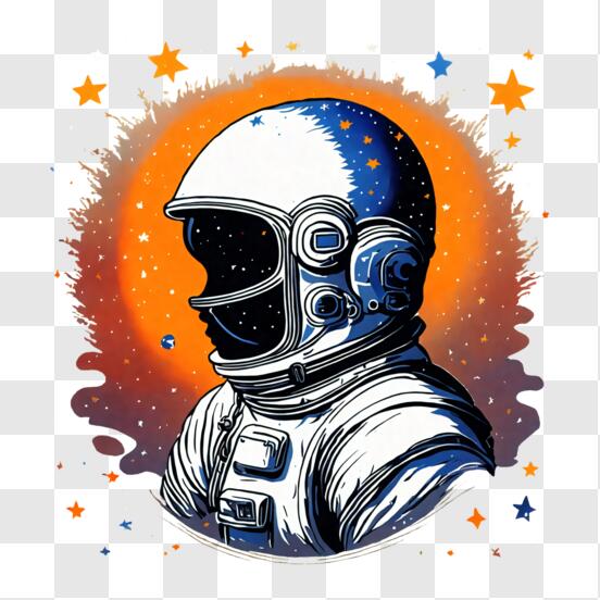 Casco de astronauta en el espacio con dibujado a mano o estilo