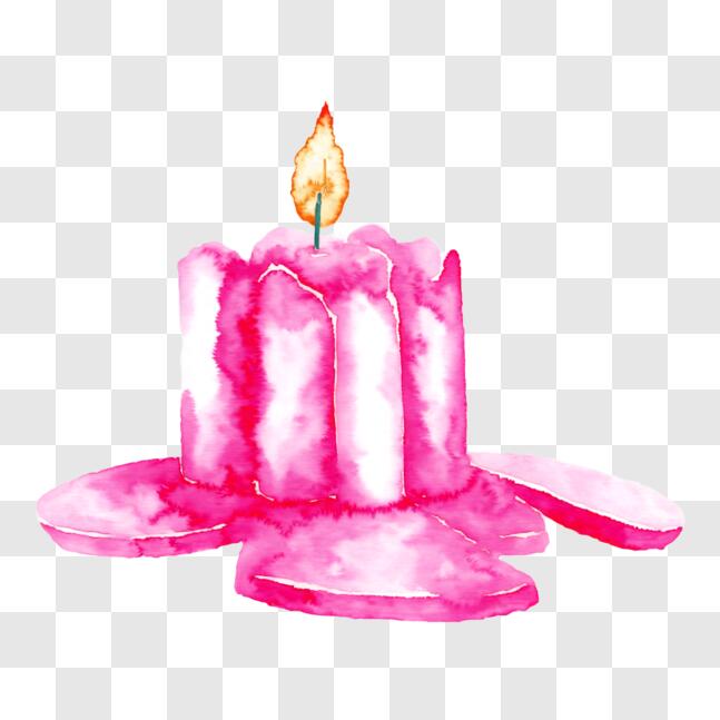 Pink Candle with Flame PNG
