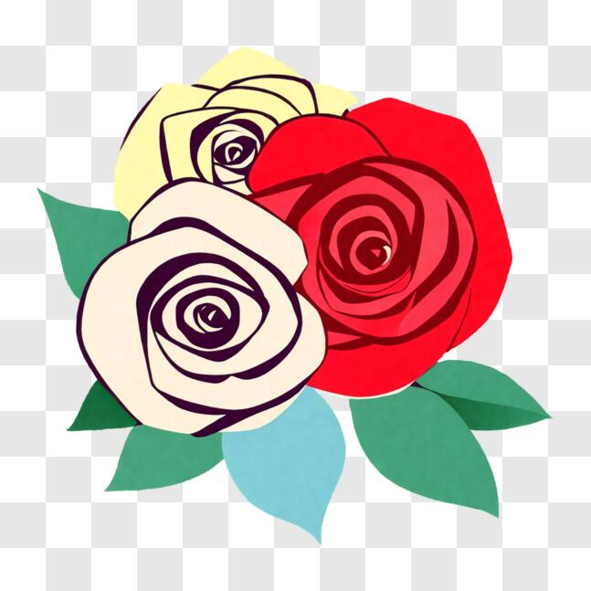 Scarica Bellissimo Bouquet di Rose Rosse, Bianche e Gialle PNG Online -  Creative Fabrica