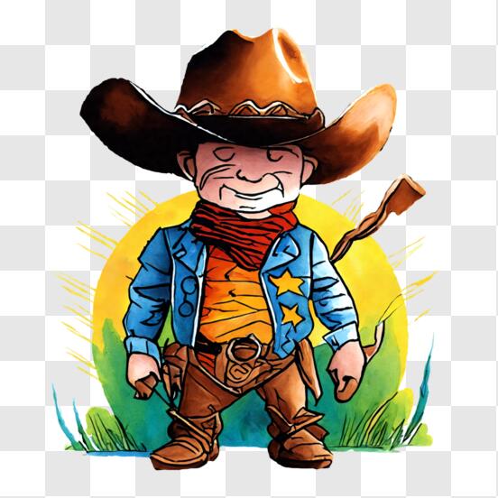 Scarica Cartone Animato Cowboy con Accessori PNG Online - Creative Fabrica