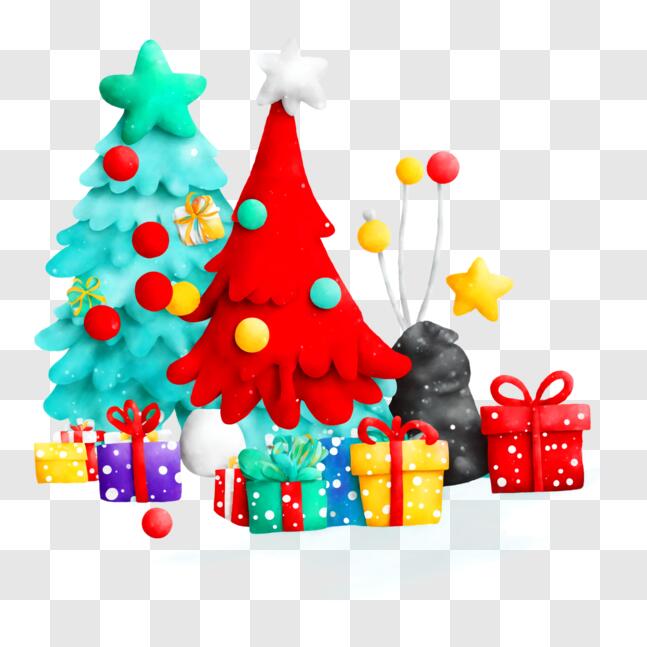 Download Festive Christmas Trees and Decorations PNG Online - Creative ...