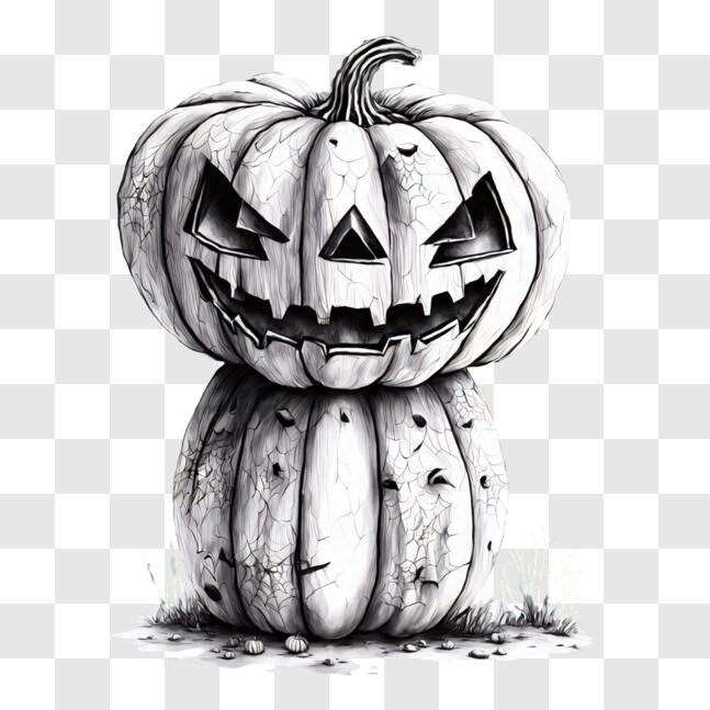 Download Black and White Jack-o-Lantern Drawing PNG Online - Creative ...