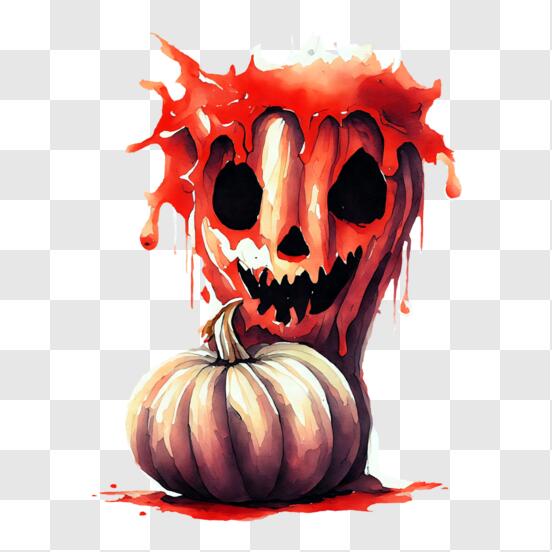 Baixe Ilustração Assustadora de Abóbora de Halloween PNG - Creative Fabrica