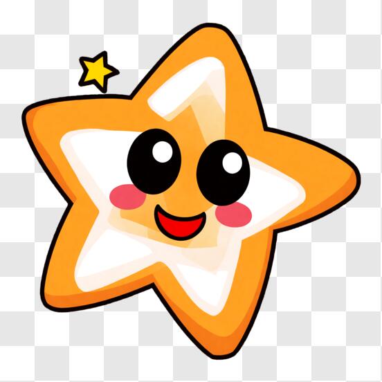Glück und Glück: Orange Stern mit lächelndem Gesicht PNG online  herunterladen – Creative Fabrica