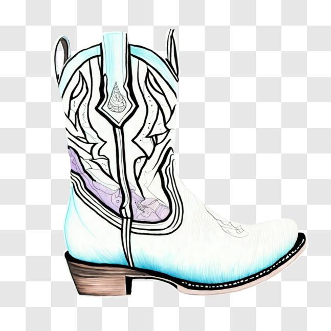 Download Stylish Cowboy Boots with Intricate Blue and Purple Designs