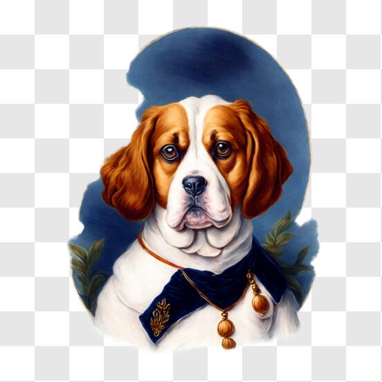 Télécharger Peinture d'un Chien Beagle avec Collier et Cravate PNG