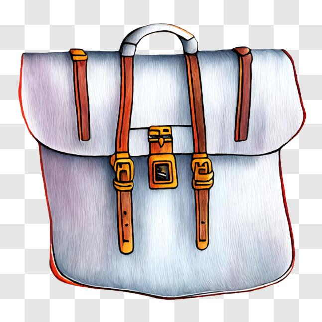 Download White Leather Briefcase with Brown Straps PNG Online ...