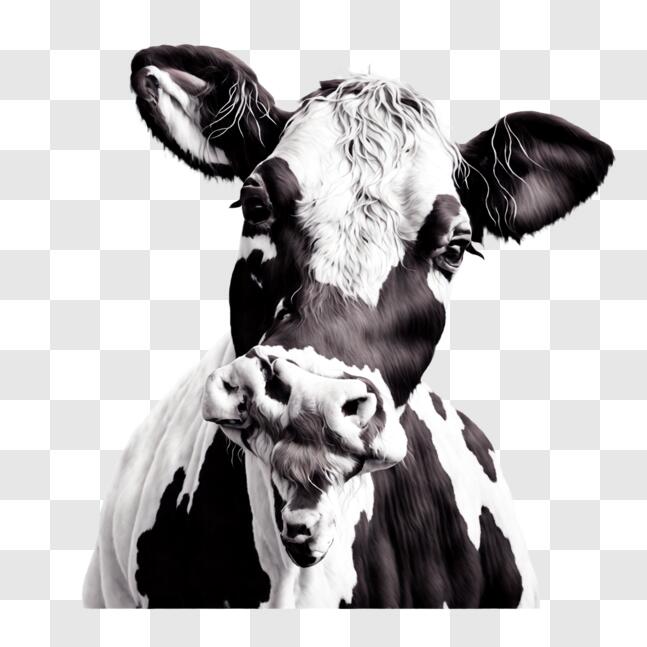 Download Curious Black and White Cow Staring into the Distance PNG ...
