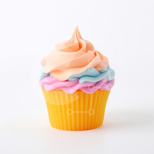 Colorful Cupcake with Frosting on White Background stock photo ...