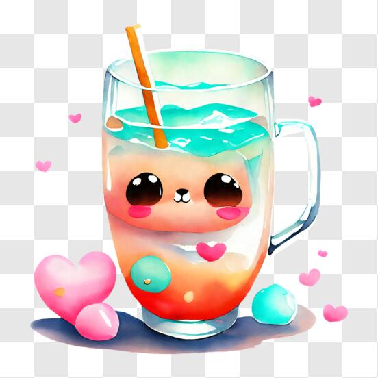 Cartoon Kawaii Cute Smiley Milkshake Food/Drink Premium Vinyl