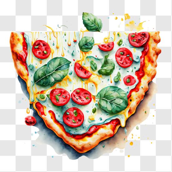 Scarica Opera d'Arte di una Pizza con Fette di Pomodoro Colorate PNG Online  - Creative Fabrica