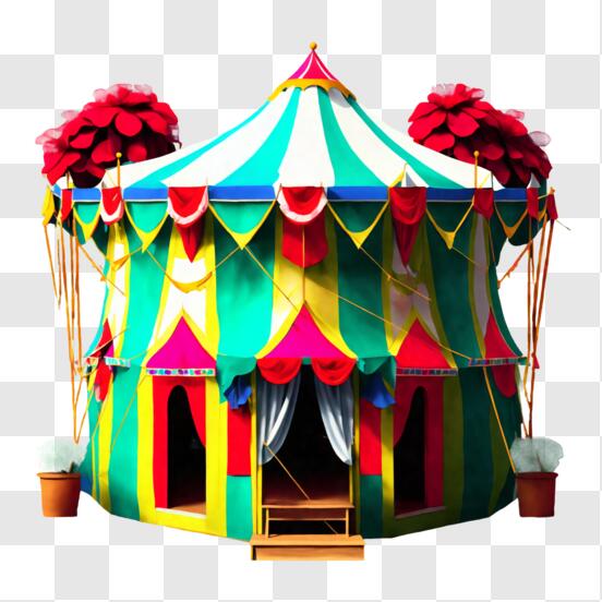 crianças para colorir com linda garota e amigos na tenda de circo