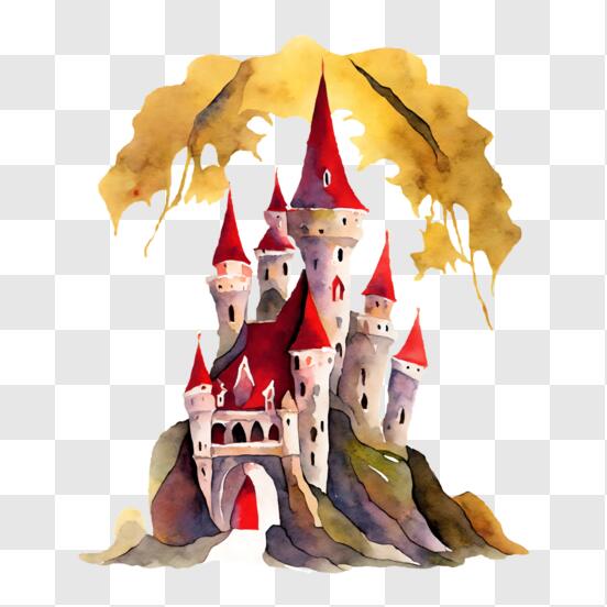 Descarga Ilustración acuarela de un castillo de la película Frozen de  Disney PNG En Línea - Creative Fabrica