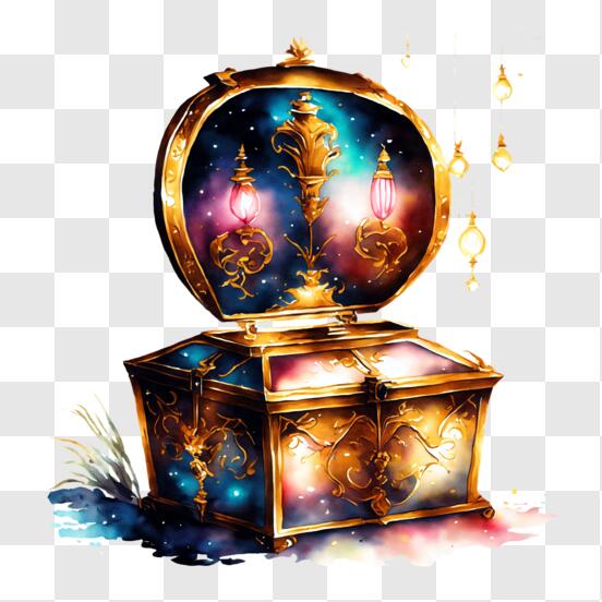 Download Intricate Golden Chest with Glowing Orb Inside PNG Online -  Creative Fabrica