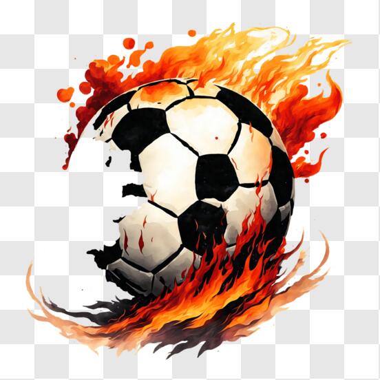 Cartaz de bola de futebol em chamas para o jogo de esporte de