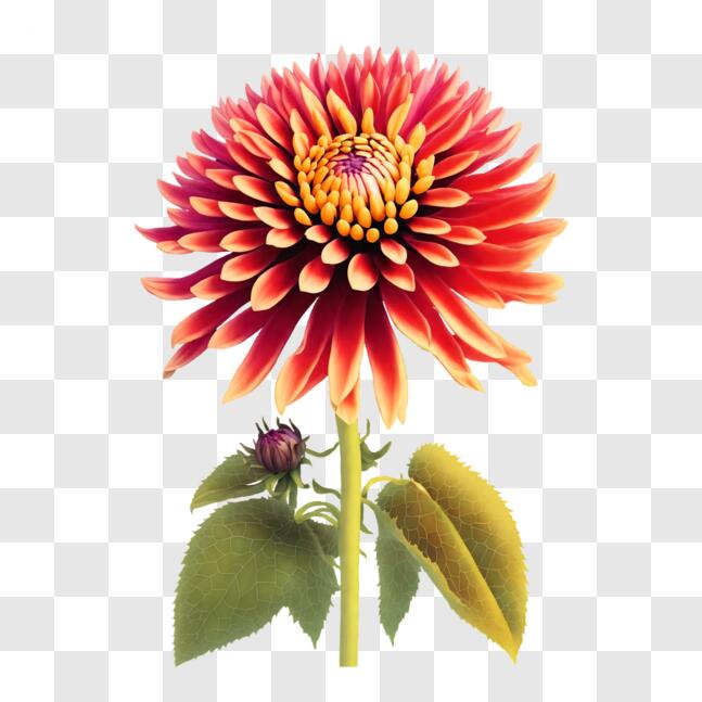 Download Beautiful Red and Yellow Dahlia Flower PNG Online - Creative ...