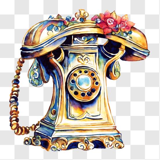 Descarga Decoración de teléfono antiguo y colorido PNG En Línea - Creative  Fabrica