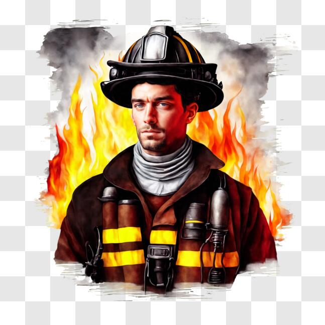Download Firefighter in Action PNG Online - Creative Fabrica