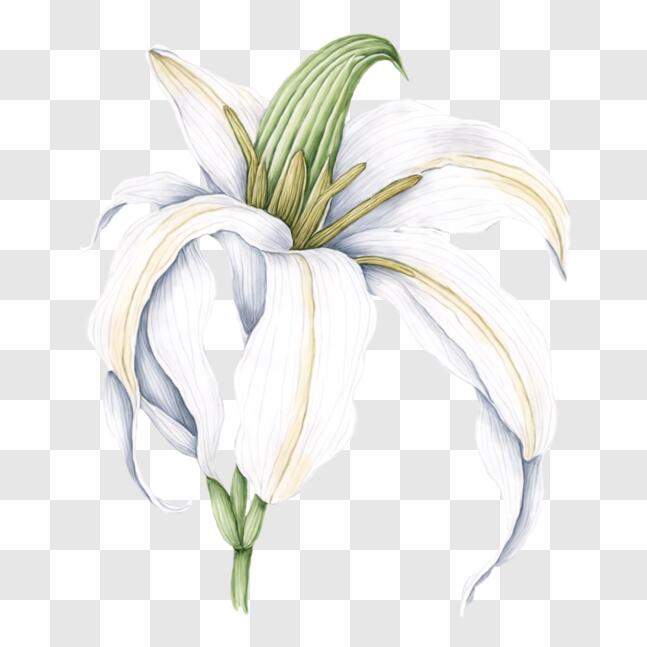 Download Beautiful White Lily Flower with Green Leaves PNG Online ...
