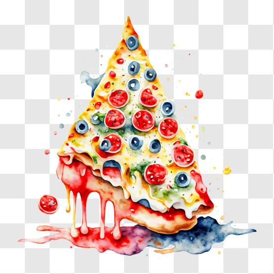Scarica Fetta artistica di pizza con bacche blu, rosse e gialle PNG Online  - Creative Fabrica