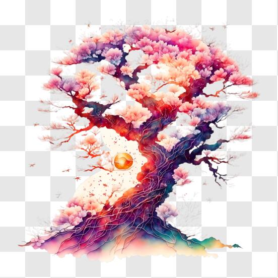 Download Abstract Cherry Blossom Tree Painting PNG Online - Creative Fabrica
