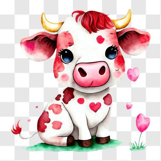 Little Pink Cow PNG Digital Download for Sublimation Prints and T