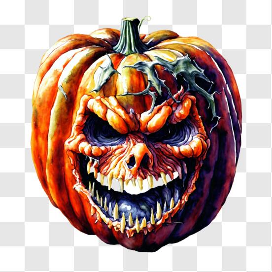 Download Halloween Pumpkin with Scary Face PNG Online - Creative Fabrica