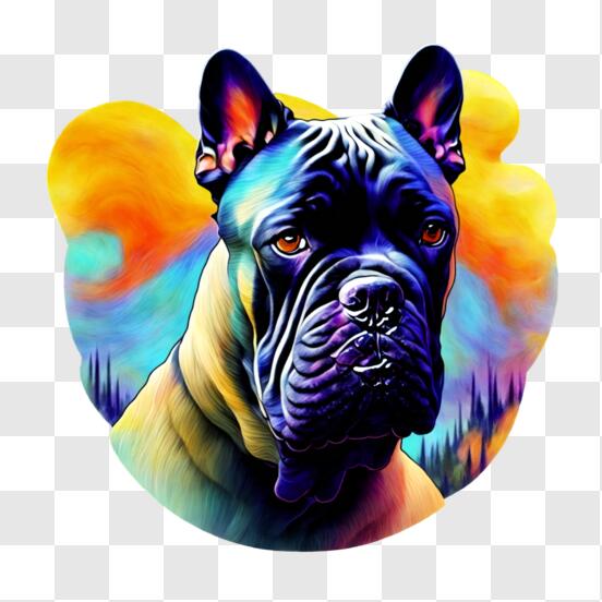 Scarica Ritratto colorato di Bulldog Francese PNG Online - Creative Fabrica