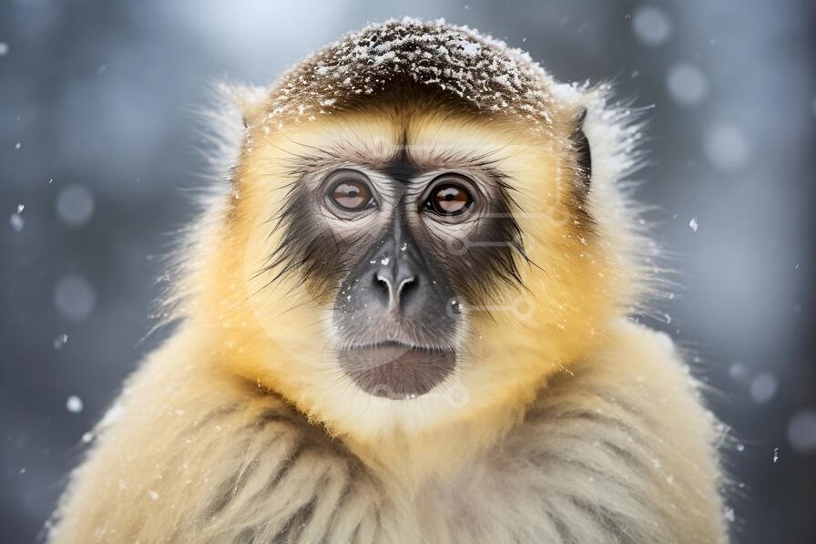 Fundo Macaco Está Olhando Diretamente Para A Câmera Fundo, Foto De