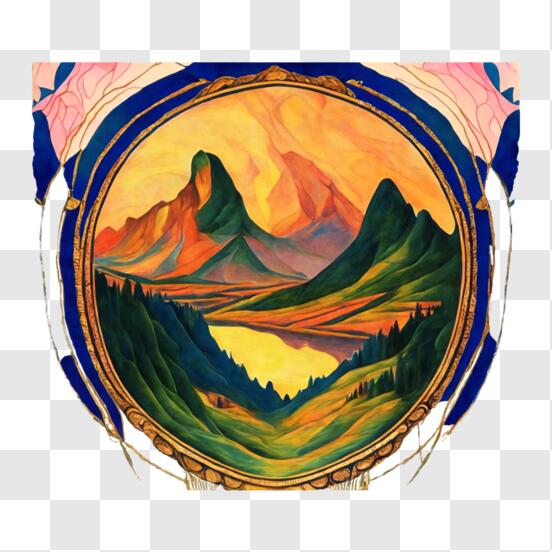 Tableau montagne Peinture abstraite colorée